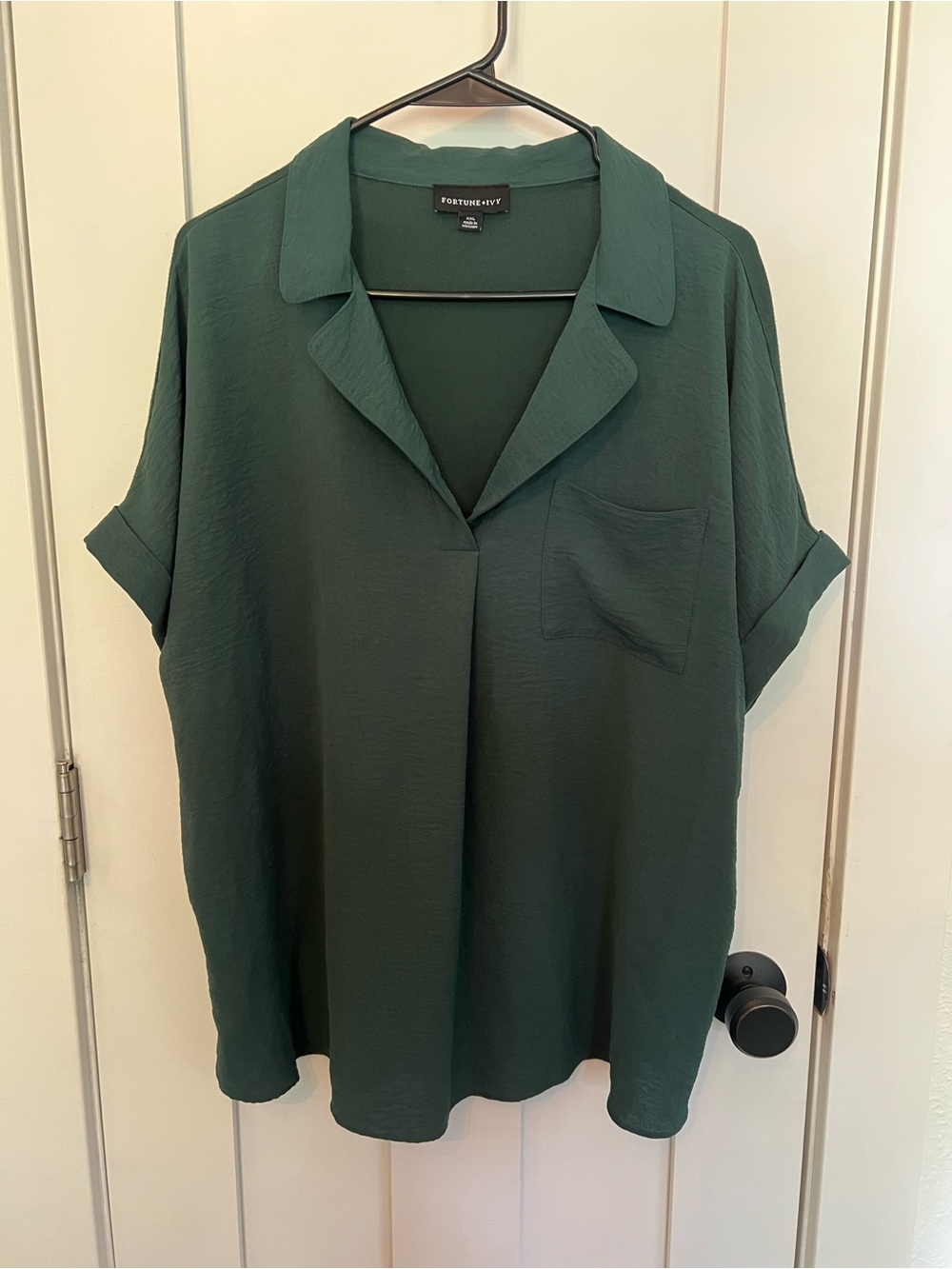 Stitch Fix Fortune + Ivy Gina Collared Blouse Forest Green